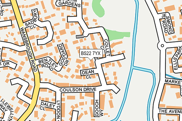 BS22 7YX map - OS OpenMap – Local (Ordnance Survey)