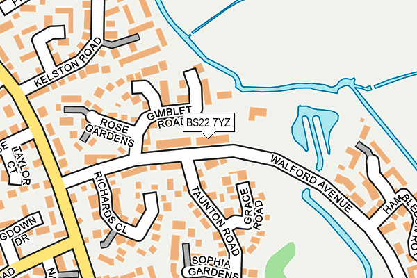 BS22 7YZ map - OS OpenMap – Local (Ordnance Survey)