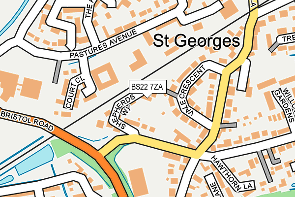 BS22 7ZA map - OS OpenMap – Local (Ordnance Survey)