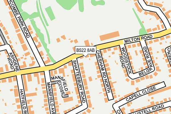 BS22 8AB map - OS OpenMap – Local (Ordnance Survey)