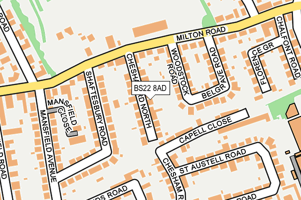 BS22 8AD map - OS OpenMap – Local (Ordnance Survey)