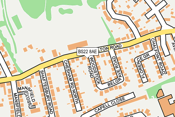 BS22 8AE map - OS OpenMap – Local (Ordnance Survey)