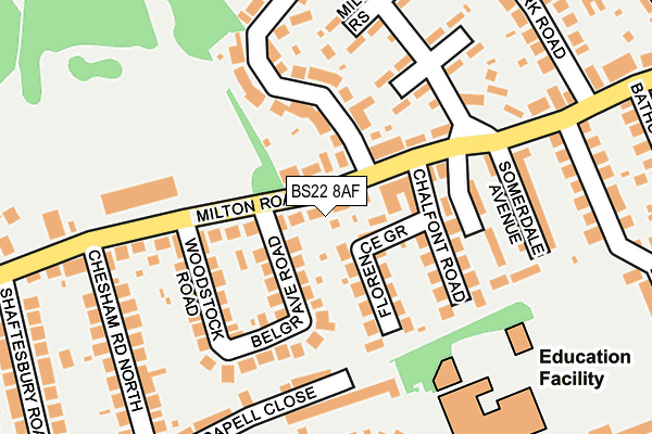 BS22 8AF map - OS OpenMap – Local (Ordnance Survey)