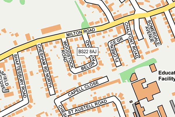 BS22 8AJ map - OS OpenMap – Local (Ordnance Survey)