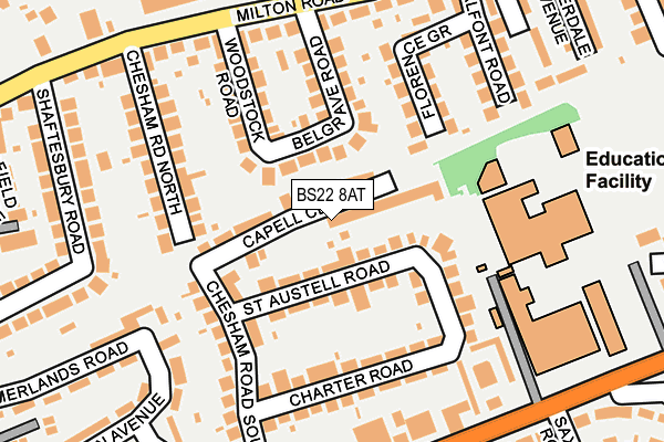 BS22 8AT map - OS OpenMap – Local (Ordnance Survey)