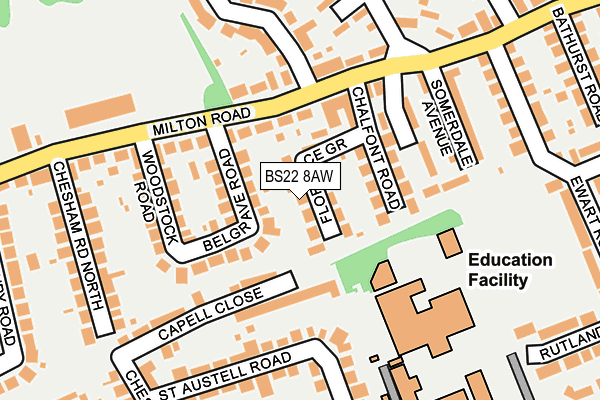 BS22 8AW map - OS OpenMap – Local (Ordnance Survey)