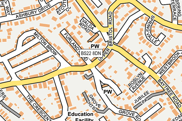 BS22 8DN map - OS OpenMap – Local (Ordnance Survey)