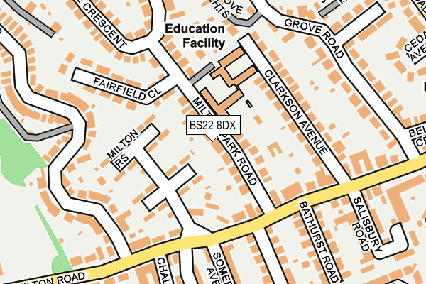 BS22 8DX map - OS OpenMap – Local (Ordnance Survey)