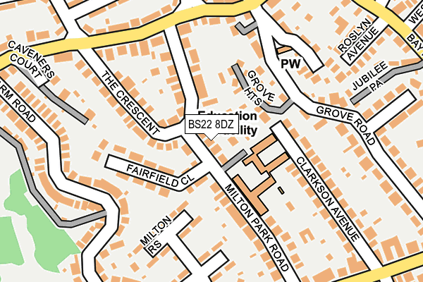 BS22 8DZ map - OS OpenMap – Local (Ordnance Survey)