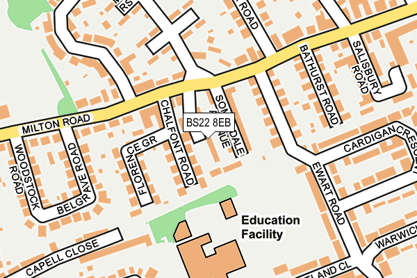 BS22 8EB map - OS OpenMap – Local (Ordnance Survey)