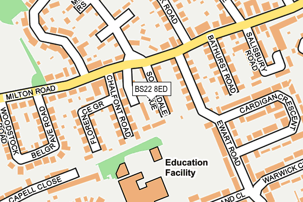 BS22 8ED map - OS OpenMap – Local (Ordnance Survey)