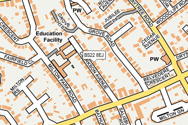 BS22 8EJ map - OS OpenMap – Local (Ordnance Survey)