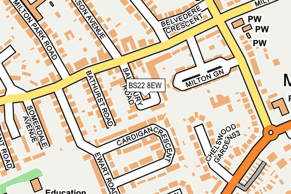 BS22 8EW map - OS OpenMap – Local (Ordnance Survey)