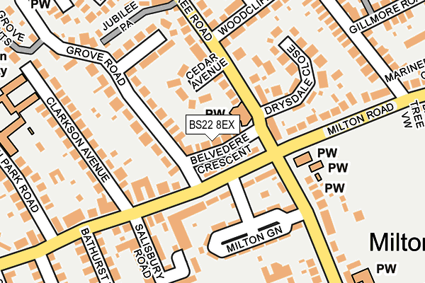 BS22 8EX map - OS OpenMap – Local (Ordnance Survey)