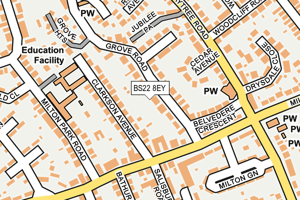 BS22 8EY map - OS OpenMap – Local (Ordnance Survey)