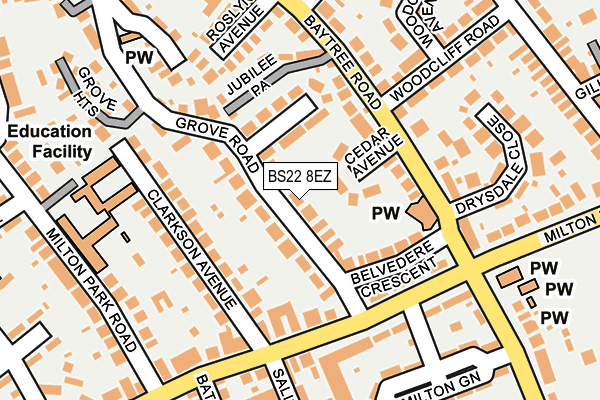 BS22 8EZ map - OS OpenMap – Local (Ordnance Survey)