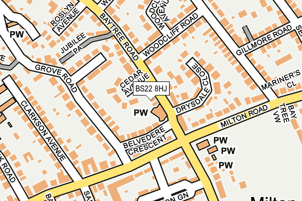 BS22 8HJ map - OS OpenMap – Local (Ordnance Survey)