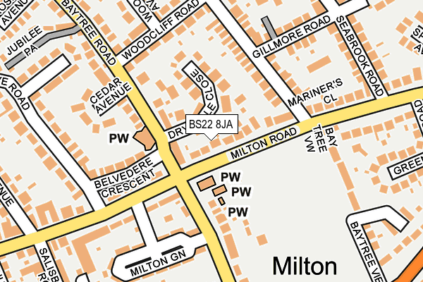 BS22 8JA map - OS OpenMap – Local (Ordnance Survey)