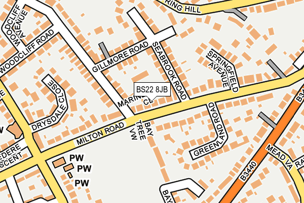 BS22 8JB map - OS OpenMap – Local (Ordnance Survey)