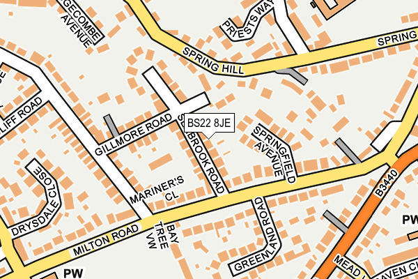 BS22 8JE map - OS OpenMap – Local (Ordnance Survey)
