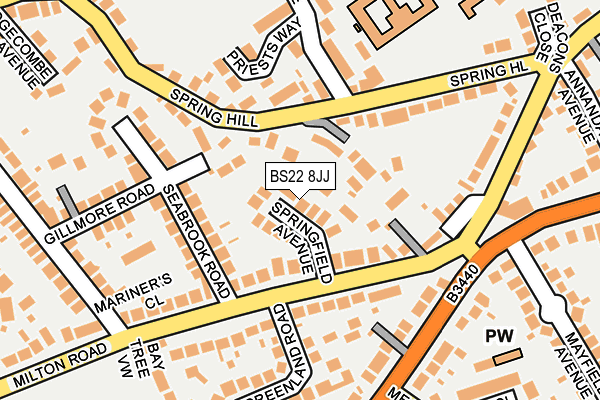 BS22 8JJ map - OS OpenMap – Local (Ordnance Survey)