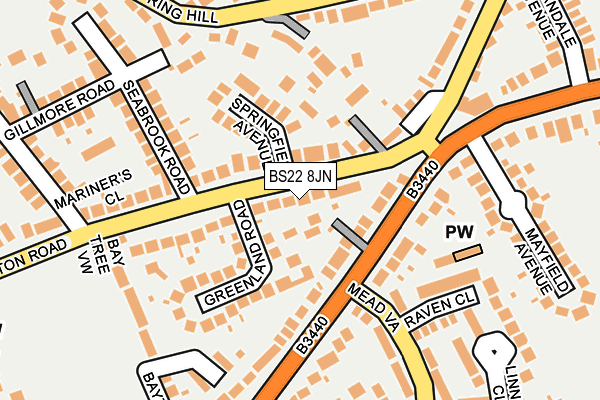 BS22 8JN map - OS OpenMap – Local (Ordnance Survey)