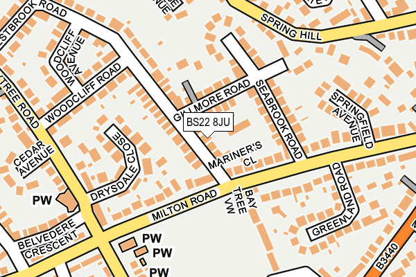 BS22 8JU map - OS OpenMap – Local (Ordnance Survey)