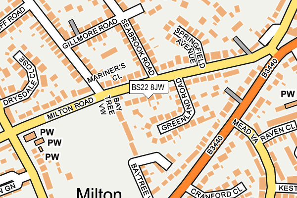 BS22 8JW map - OS OpenMap – Local (Ordnance Survey)