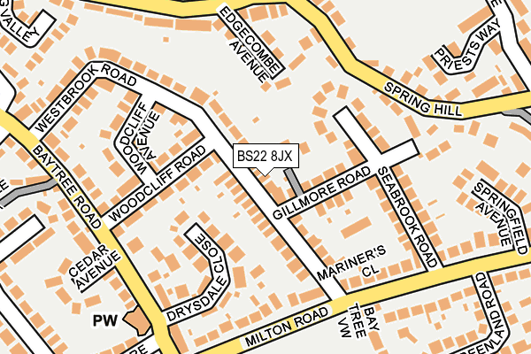 BS22 8JX map - OS OpenMap – Local (Ordnance Survey)