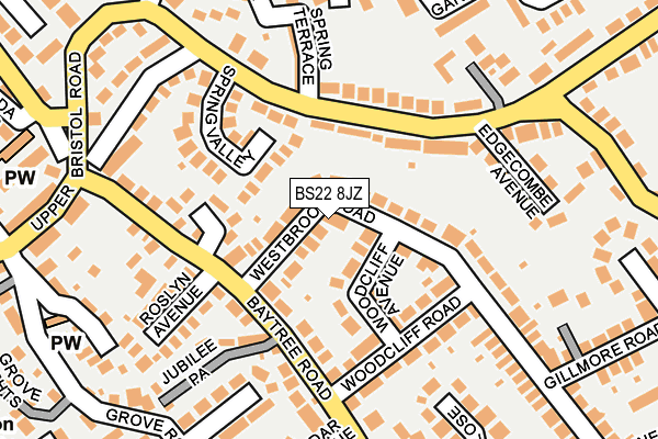 BS22 8JZ map - OS OpenMap – Local (Ordnance Survey)