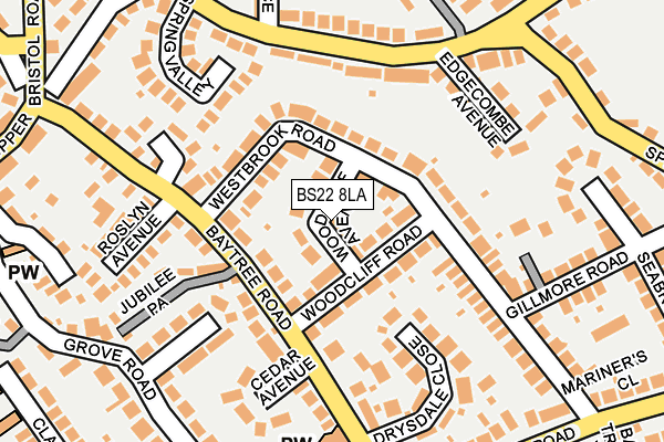 BS22 8LA map - OS OpenMap – Local (Ordnance Survey)