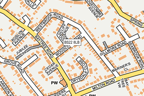 BS22 8LB map - OS OpenMap – Local (Ordnance Survey)