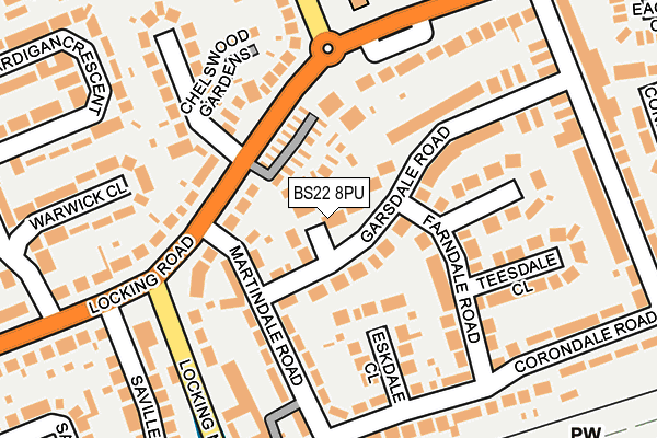 BS22 8PU map - OS OpenMap – Local (Ordnance Survey)