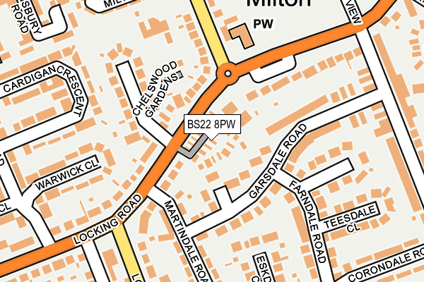 BS22 8PW map - OS OpenMap – Local (Ordnance Survey)