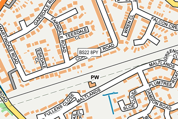 BS22 8PY map - OS OpenMap – Local (Ordnance Survey)