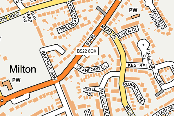 BS22 8QX map - OS OpenMap – Local (Ordnance Survey)