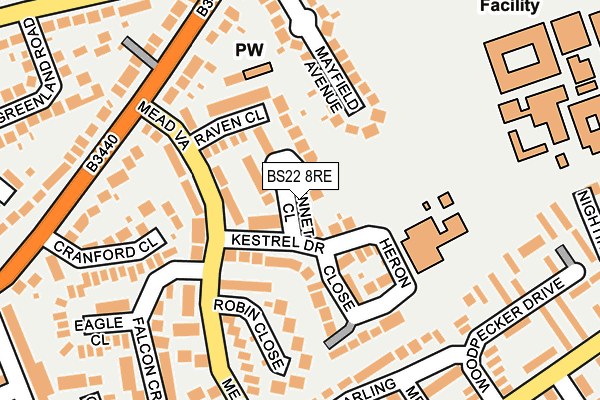 BS22 8RE map - OS OpenMap – Local (Ordnance Survey)