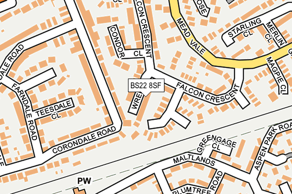 BS22 8SF map - OS OpenMap – Local (Ordnance Survey)