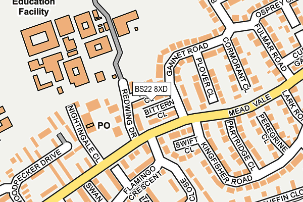 BS22 8XD map - OS OpenMap – Local (Ordnance Survey)