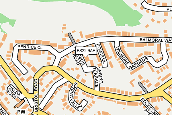 BS22 9AE map - OS OpenMap – Local (Ordnance Survey)