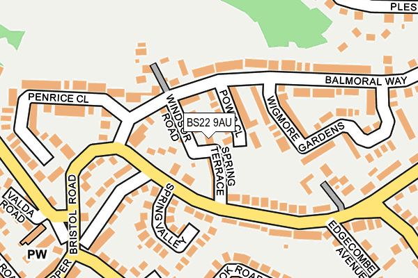 BS22 9AU map - OS OpenMap – Local (Ordnance Survey)