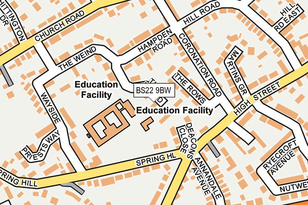 BS22 9BW map - OS OpenMap – Local (Ordnance Survey)
