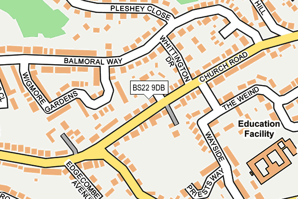 BS22 9DB map - OS OpenMap – Local (Ordnance Survey)