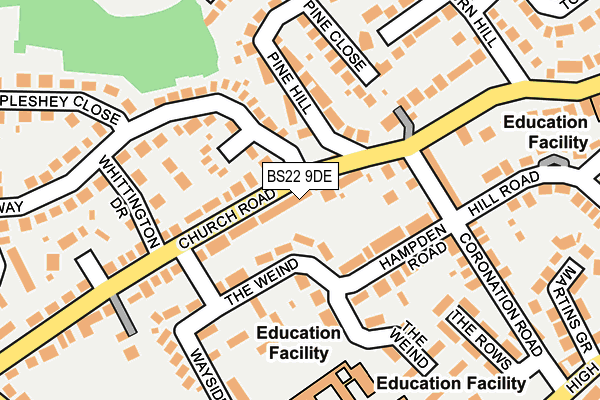 BS22 9DE map - OS OpenMap – Local (Ordnance Survey)