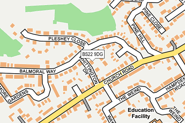 BS22 9DG map - OS OpenMap – Local (Ordnance Survey)