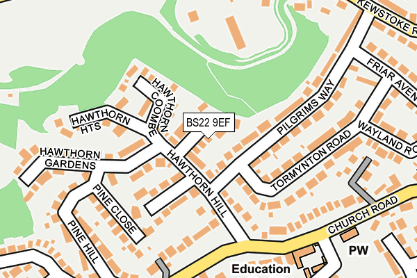 BS22 9EF map - OS OpenMap – Local (Ordnance Survey)