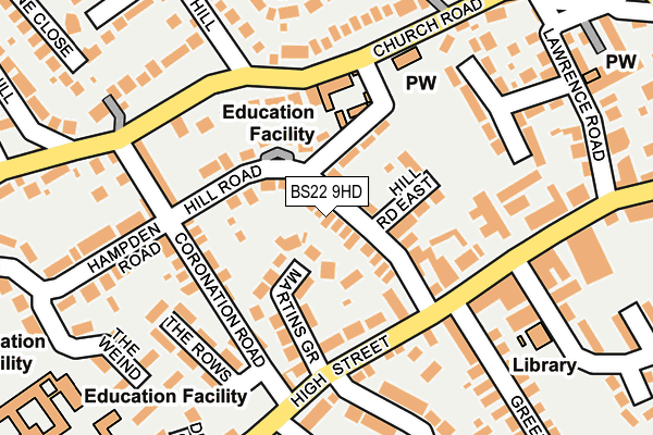 BS22 9HD map - OS OpenMap – Local (Ordnance Survey)