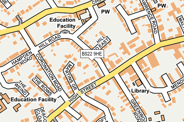 BS22 9HE map - OS OpenMap – Local (Ordnance Survey)