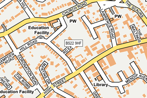 BS22 9HF map - OS OpenMap – Local (Ordnance Survey)