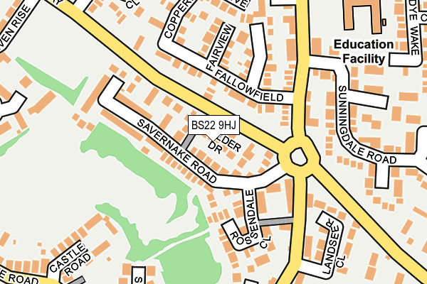 BS22 9HJ map - OS OpenMap – Local (Ordnance Survey)